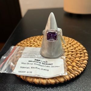 Amethyst size 7 ring on rhodium plating